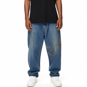 VTG 90s Baggie Jeans Men’s 40 – Distressed Hip Hop Grunge Streetwear Denim Y2K